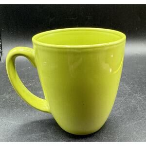 Coffee Mug Corelle Stoneware Garden Sketch Bands Olive Lime Green (A1) -S1L